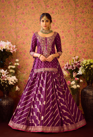 Phlox Purple Pink Kurta Lehenga Set by Shyam Narayan Prasad available on Indiaspopup.com