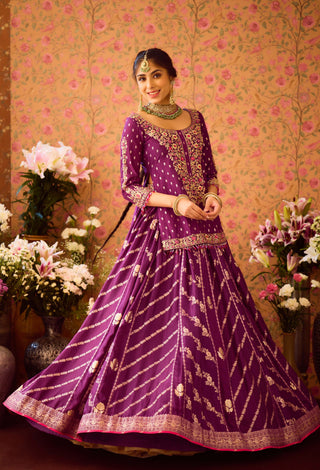 Phlox Purple Pink Kurta Lehenga Set by Shyam Narayan Prasad available on Indiaspopup.com