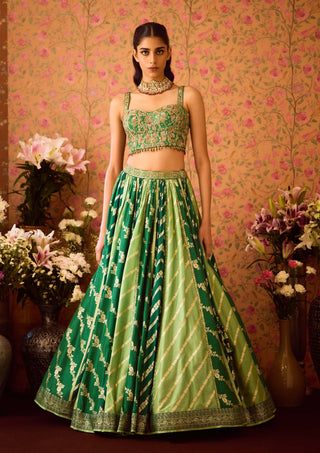 Jasper Green Lehenga Set by Shyam Narayan Prasad available on Indiaspopup.com