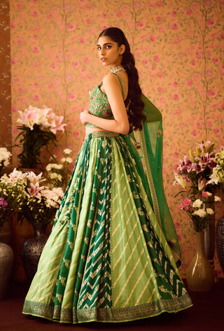 Jasper Green Lehenga Set by Shyam Narayan Prasad available on Indiaspopup.com