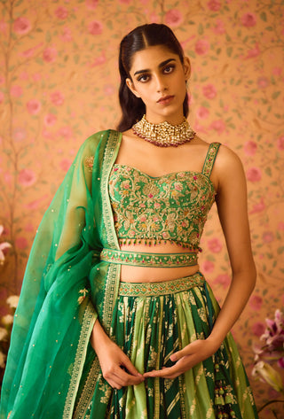 Jasper Green Lehenga Set by Shyam Narayan Prasad available on Indiaspopup.com