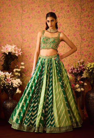 Jasper Green Lehenga Set by Shyam Narayan Prasad available on Indiaspopup.com