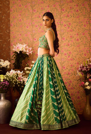 Jasper Green Lehenga Set by Shyam Narayan Prasad available on Indiaspopup.com