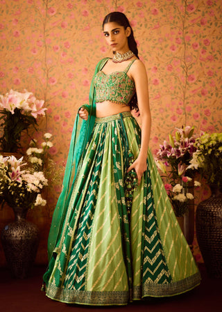 Jasper Green Lehenga Set by Shyam Narayan Prasad available on Indiaspopup.com