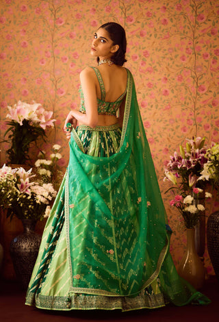 Jasper Green Lehenga Set by Shyam Narayan Prasad available on Indiaspopup.com