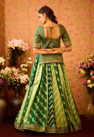 Jasper Green Embroidered Lehenga Set by Shyam Narayan Prasad available on Indiaspopup.com