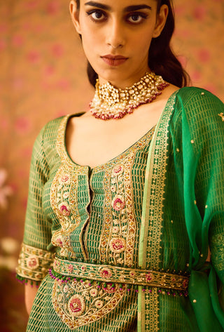 Jasper Green Embroidered Lehenga Set by Shyam Narayan Prasad available on Indiaspopup.com