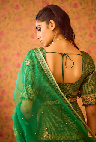 Jasper Green Embroidered Lehenga Set by Shyam Narayan Prasad available on Indiaspopup.com