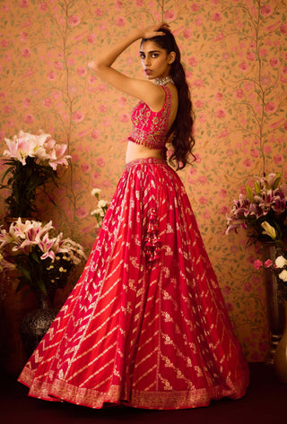 Scarlet Red Maroon Lehenga Set by Shyam Narayan Prasad available on Indiaspopup.com