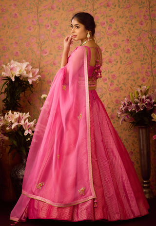 Rose Pink Lehenga Set by Shyam Narayan Prasad available on Indiaspopup.com