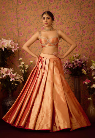 Gold Pink Lehenga Set by Shyam Narayan Prasad available on Indiaspopup.com