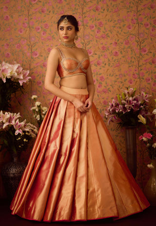 Gold Pink Lehenga Set by Shyam Narayan Prasad available on Indiaspopup.com