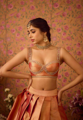 Gold Pink Lehenga Set by Shyam Narayan Prasad available on Indiaspopup.com