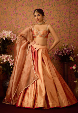 Gold Pink Lehenga Set by Shyam Narayan Prasad available on Indiaspopup.com