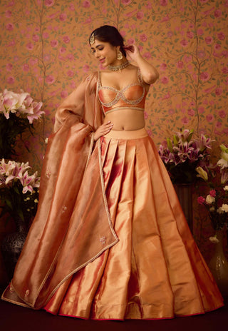 Gold Pink Lehenga Set by Shyam Narayan Prasad available on Indiaspopup.com