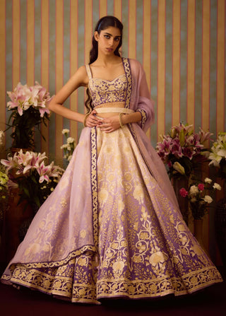 Lilac mauve gold lehenga set