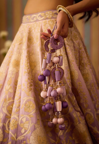 Lilac Mauve Gold Lehenga Set by Shyam Narayan Prasad available on Indiaspopup.com