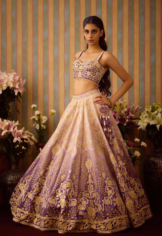 Lilac mauve gold lehenga set