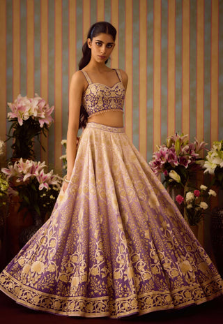 Lilac mauve gold lehenga set