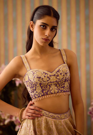 Lilac mauve gold lehenga set