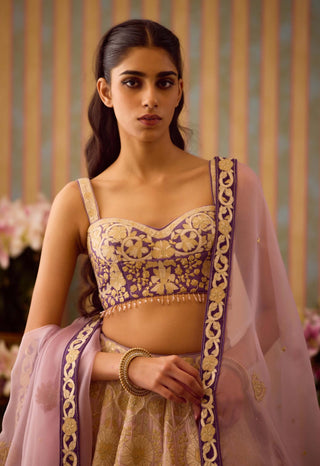 Lilac mauve gold lehenga set