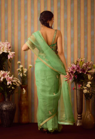 Arcadia Green Sari Set by Shyam Narayan Prasad available on Indiaspopup.com