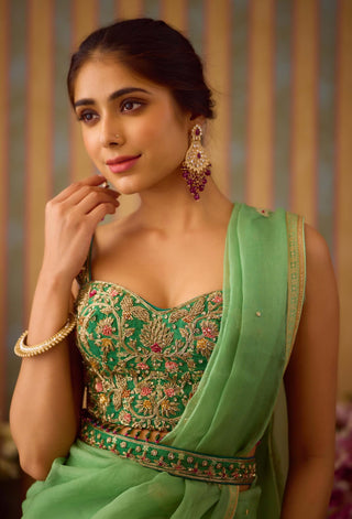 Arcadia green sari set