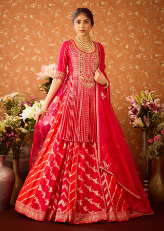 Scarlet Red Maroon Lehenga Set by Shyam Narayan Prasad available on Indiaspopup.com