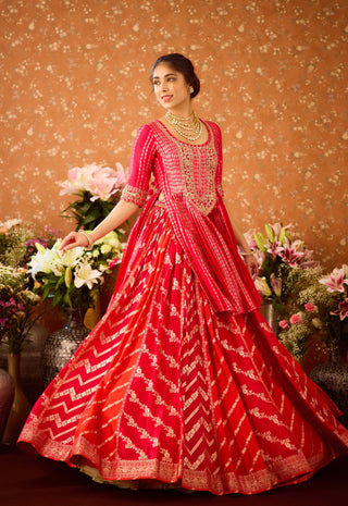 Scarlet Red Maroon Lehenga Set by Shyam Narayan Prasad available on Indiaspopup.com