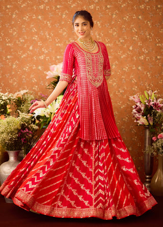 Scarlet Red Maroon Lehenga Set by Shyam Narayan Prasad available on Indiaspopup.com