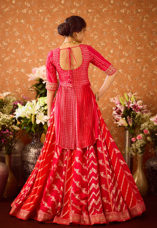 Scarlet Red Maroon Lehenga Set by Shyam Narayan Prasad available on Indiaspopup.com