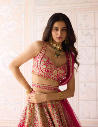 Coral orange pink lehenga set