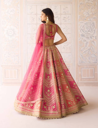 Coral orange pink lehenga set