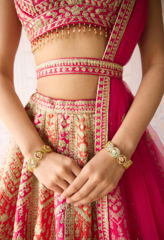 Coral orange pink lehenga set