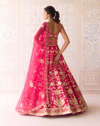 Carmine rose dori embroidered lehenga set