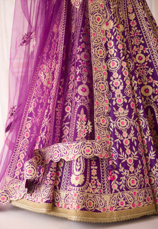 Royal purple gota and thread lehenga set