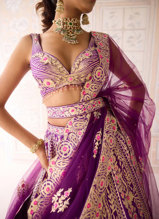 Royal purple gota and thread lehenga set