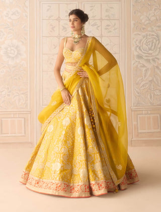 Raw silk dandelion lehenga set