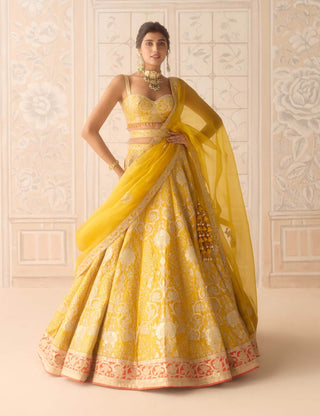 Raw silk dandelion lehenga set