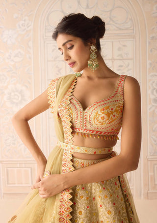 Acacia yellow gota embroidered lehenga set