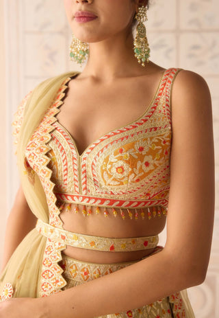 Acacia yellow gota embroidered lehenga set
