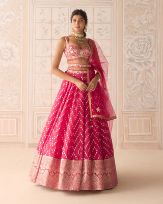 Raspberry pink lurex patch lehenga set