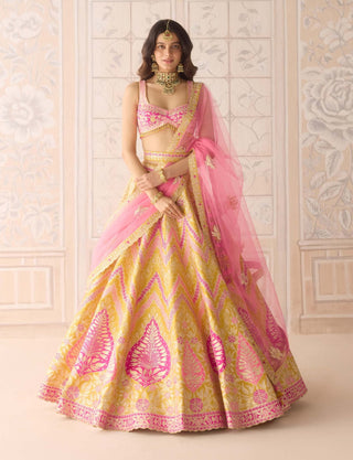 Freesia yellow and multicolor embroidered lehenga set