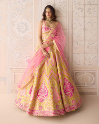 Freesia yellow and multicolor embroidered lehenga set