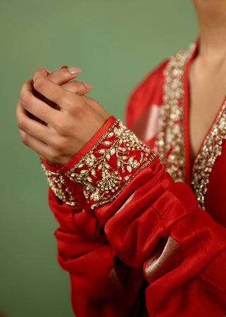 Burnt orange anarkali set