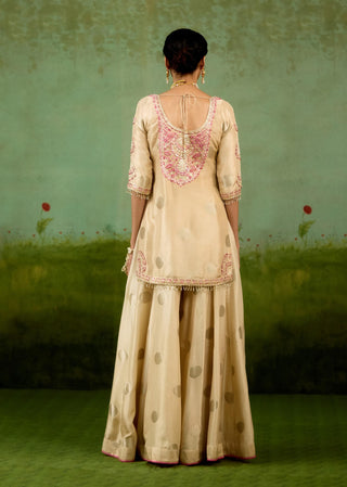 Ivory neutral kurta sharara set
