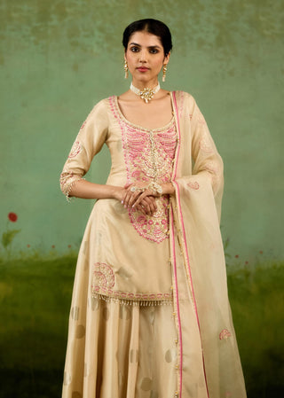 Ivory neutral kurta sharara set
