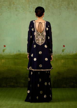 Navy blue kurta sharara set