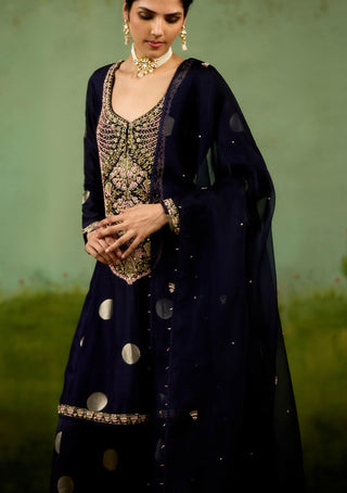 Navy blue kurta sharara set