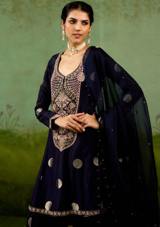 Navy blue kurta sharara set